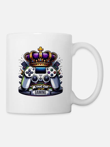 King of Gaming - Controller und Krone Illustration - Tasse - Weiß