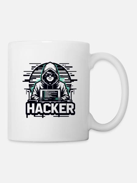 Hacker - Illustration - Tasse - Weiß