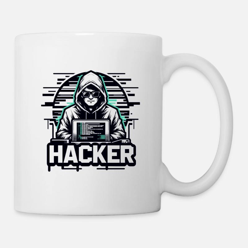 Hacker - Illustration - Tasse - Weiß