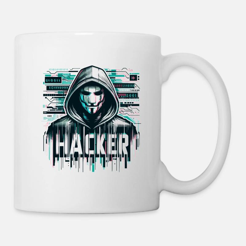 Hacker - Illustration - Tasse - Weiß