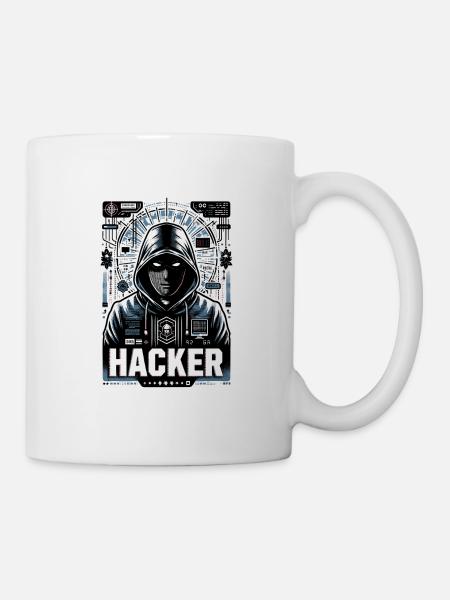 Hacker - Illustration - Tasse - Weiß