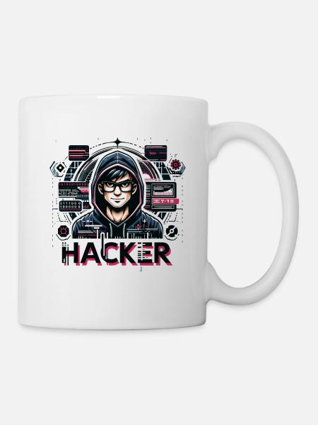 Hacker - Illustration - Tasse - Weiß
