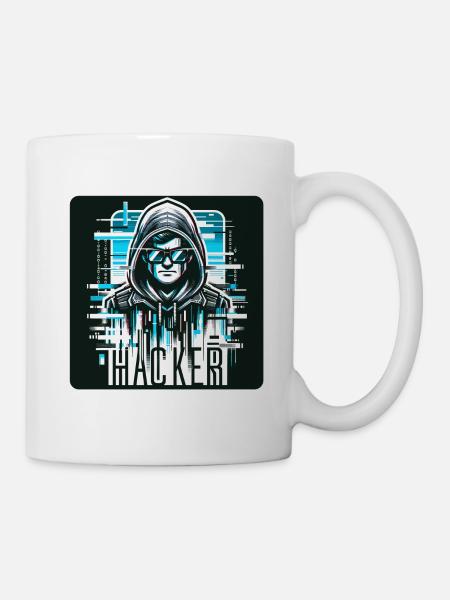 Hacker - Illustration - Tasse - Weiß
