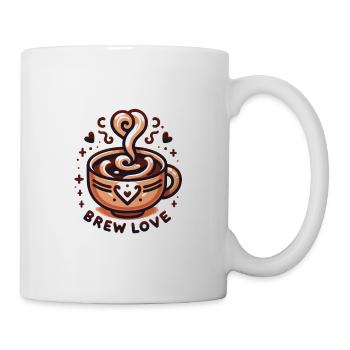 Brew Love - Kaffeetasse Illustration - Tasse - Weiß - Rechts