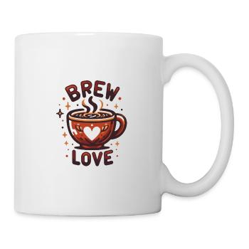 Brew Love - Kaffeetasse Illustration - Tasse - Weiß - Rechts