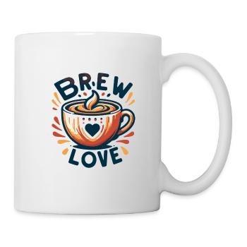 Brew Love - Kaffeetasse Illustration - Tasse - Weiß - Rechts