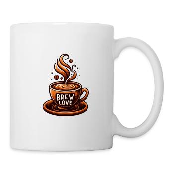 Brew Love - Kaffeetasse Illustration - Tasse - Weiß - Rechts