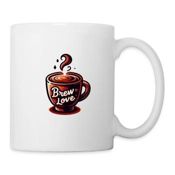 Brew Love - Kaffeetasse Illustration - Tasse - Weiß - Rechts