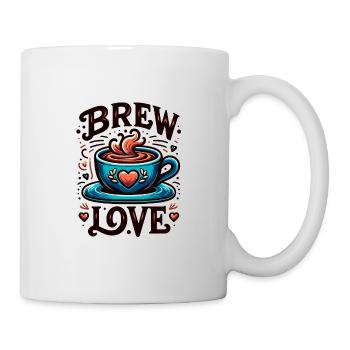 Brew Love - Kaffeetasse Illustration - Tasse - Weiß - Rechts