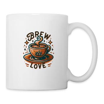 Brew Love - Kaffeetasse Illustration - Tasse - Weiß - Rechts