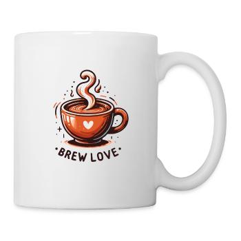Brew Love - Kaffeetasse Illustration - Tasse - Weiß - Rechts