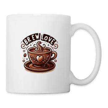 Brew Love - Kaffeetasse Illustration - Tasse - Weiß - Rechts