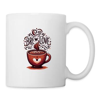 Brew Love - Kaffeetasse Illustration - Tasse - Weiß - Rechts
