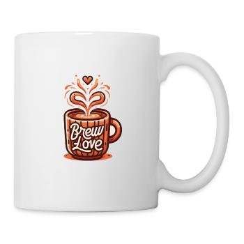 Brew Love - Kaffeetasse Illustration - Tasse - Weiß - Rechts