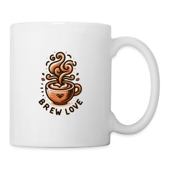 Brew Love - Kaffeetasse Illustration - Tasse - Weiß - Rechts