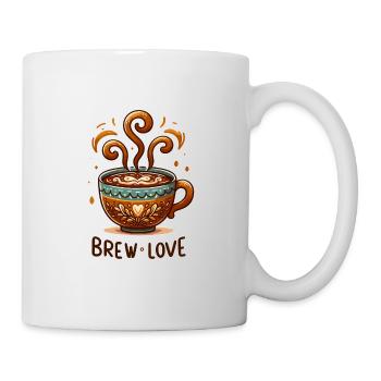 Brew Love - Kaffeetasse Illustration - Tasse - Weiß - Rechts