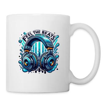Ressentez les rythmes - Illustration d'un casque - Mug blanc - blanc - Droite