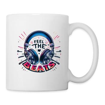 Ressentez les rythmes - Illustration d'un casque - Mug blanc - blanc - Droite