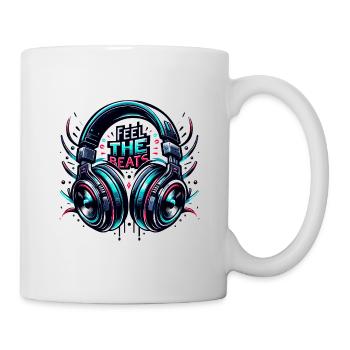Ressentez les rythmes - Illustration d'un casque - Mug blanc - blanc - Droite