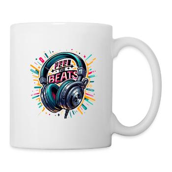 Ressentez les rythmes - Illustration d'un casque - Mug blanc - blanc - Droite