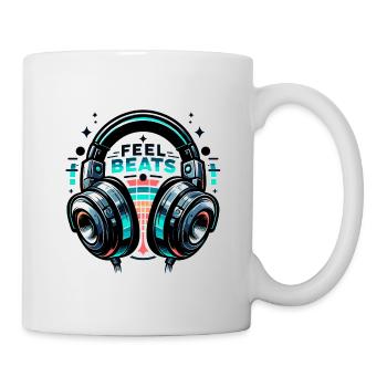 Ressentez les rythmes - Illustration d'un casque - Mug blanc - blanc - Droite