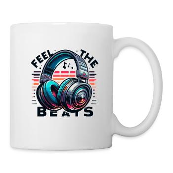 Ressentez les rythmes - Illustration d'un casque - Mug blanc - blanc - Droite