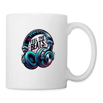 Ressentez les rythmes - Illustration d'un casque - Mug blanc - blanc - Droite