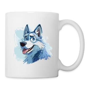 Husky Dog Sled Dog Breed Winter Cartoon - Mug - white - Right