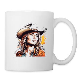 Cow Girl / Wilde Westen / Wüste / Lasso / Rodeo - Tasse - Weiß - Rechts