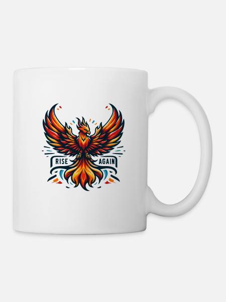 Rise Again - Phönix Illustration - Tasse - Weiß