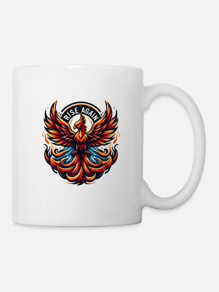 Rise Again - Phönix Illustration - Tasse - Weiß