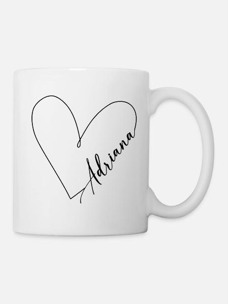 Adriana Name Herzlinie - Tasse - Weiß