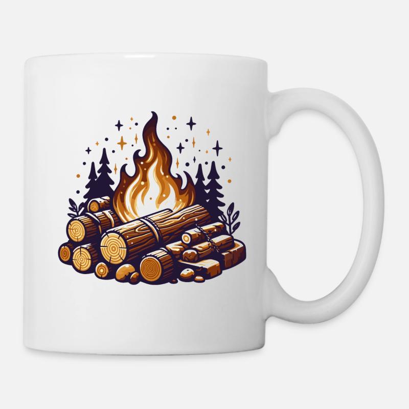 BÛCHE DE FEU DE CAMP FORÊT CHALEUR HIVERNALE BÛCHE DE FEU DE CAMP - Mug blanc - blanc