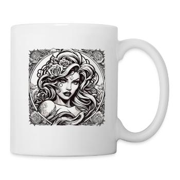 Frau / hübsch / Porträt / Tattoo / Model - Tasse - Weiß - Rechts