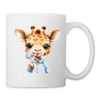 Giraffen Kind mit Lolli - Tasse - Weiß - Rechts