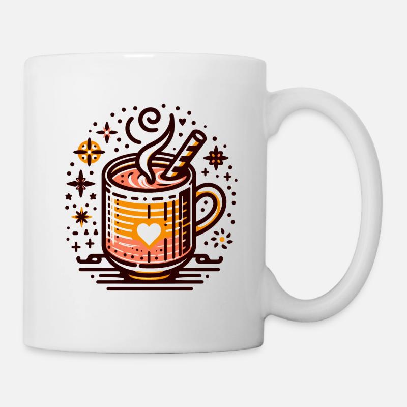 WINTERLICHES HEISSGETRÄNK KAFFEE CAFE TEE RUHEZEIT - Tasse - Weiß