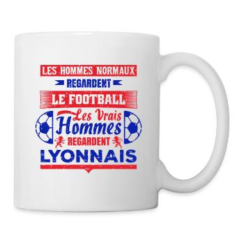 les vrais hommes regardent LYONNAIS club de foot - Mug blanc - blanc - Droite
