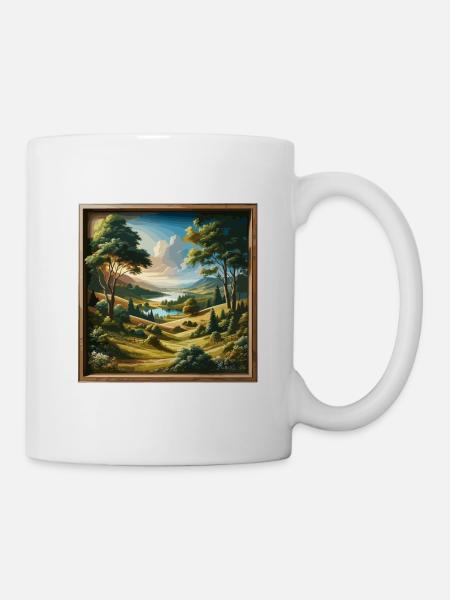 Landschaft - Illustration - Tasse - Weiß