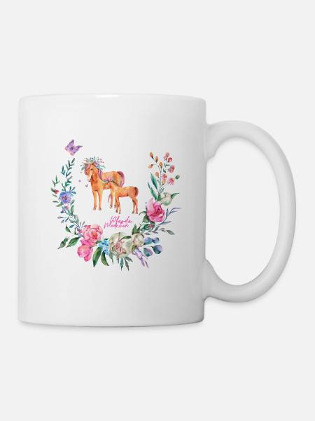 Pferdemädchen Blumentraum - Tasse - Weiß