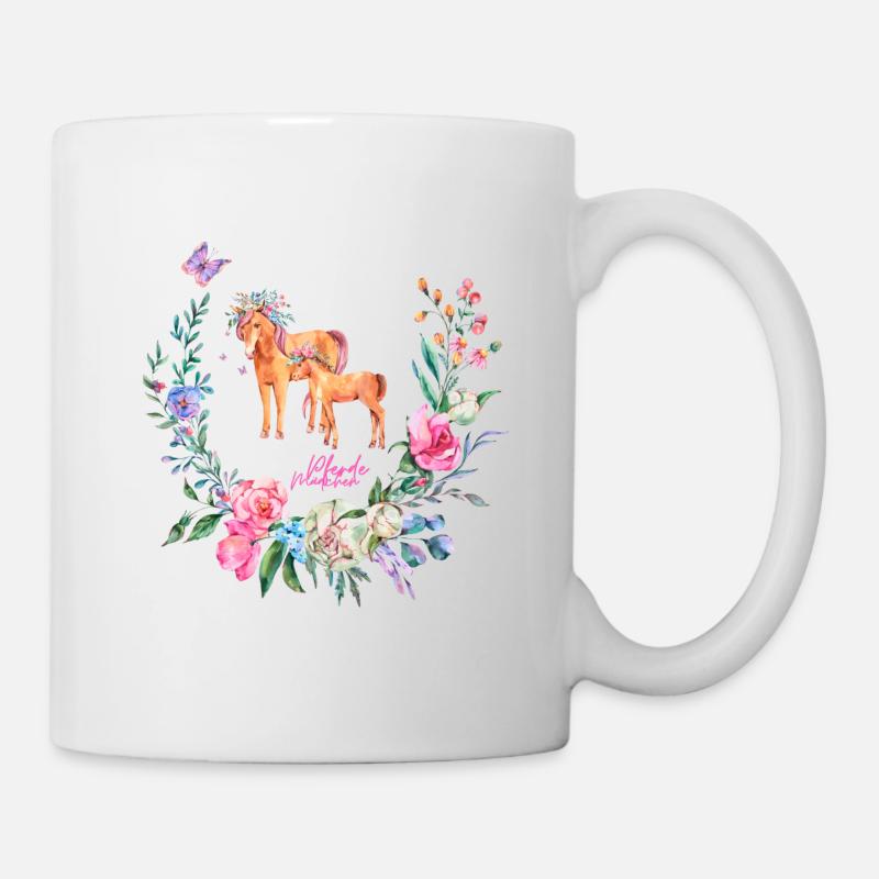 Pferdemädchen Blumentraum - Tasse - Weiß
