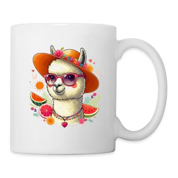 ALPAKA SOMMER HUT FRUCHT BLUME HIPPIE BRILLE KETTE - Tasse - Weiß - Rechts