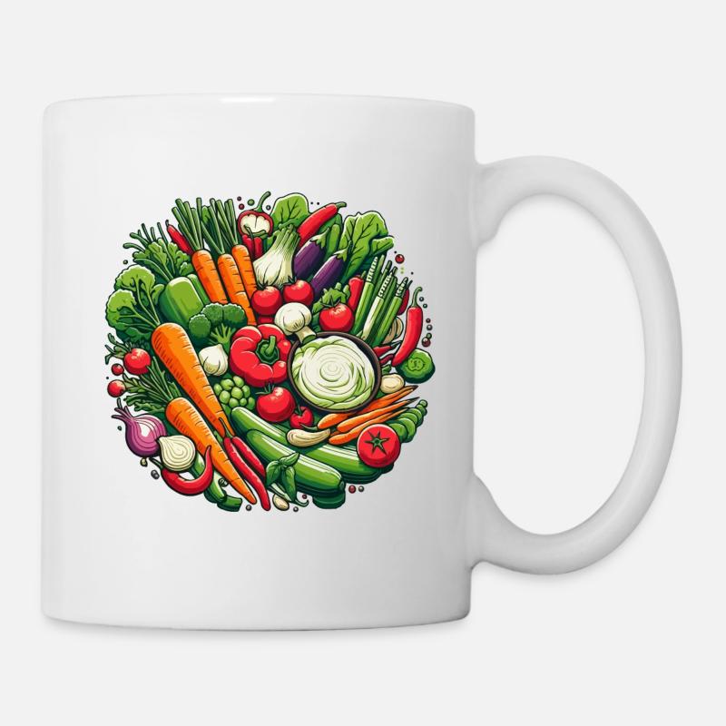 VEGETABLE PLATTER, VEGETABLE, PLANT, COLORFUL, VEGETARIAN, VEGAN - Mug - white