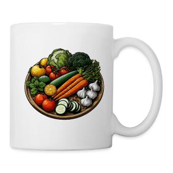GEMÜSEPLATTE GEMÜSE PFLANZE BUNT VEGETARISCH VEGAN - Tasse - Weiß - Rechts