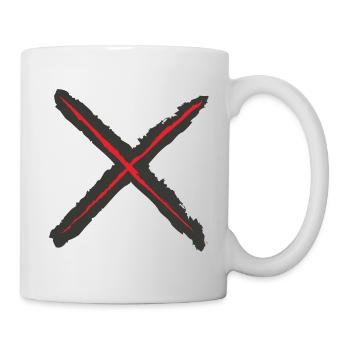 Red X - St. Andrew's Cross Grunge Style red on black - Mug - white - Right