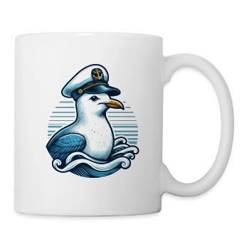MÖWE KAPITÄN MÜTZE MEER WELLEN MARITIM BLAU ANKER - Tasse - Weiß - Rechts