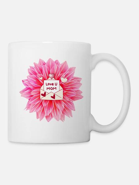 Muttertag's Blume mit Liebes Brief für Mama - Tasse - Weiß