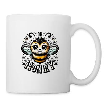 Oh miel - Illustration d’abeilles - Mug blanc - blanc - Droite