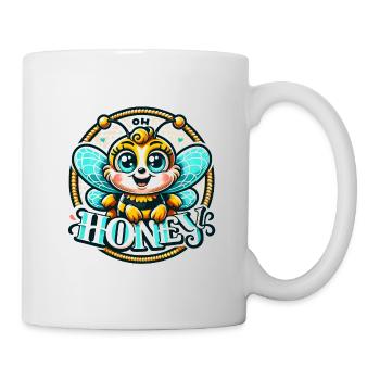 Oh miel - Illustration d’abeilles - Mug blanc - blanc - Droite