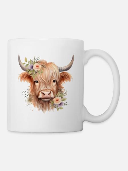 Personalised Scottish Highland Cow Gift For Girls - Mug - white