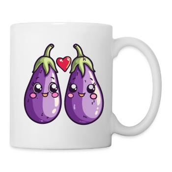 Aubergine Couple Amour Coeur Saint Valentin - Mug blanc - blanc - Droite